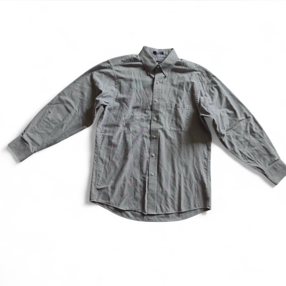 Chaps Men’s Grey Oxford Button Down Shirt - Wrinkle Free - Medium